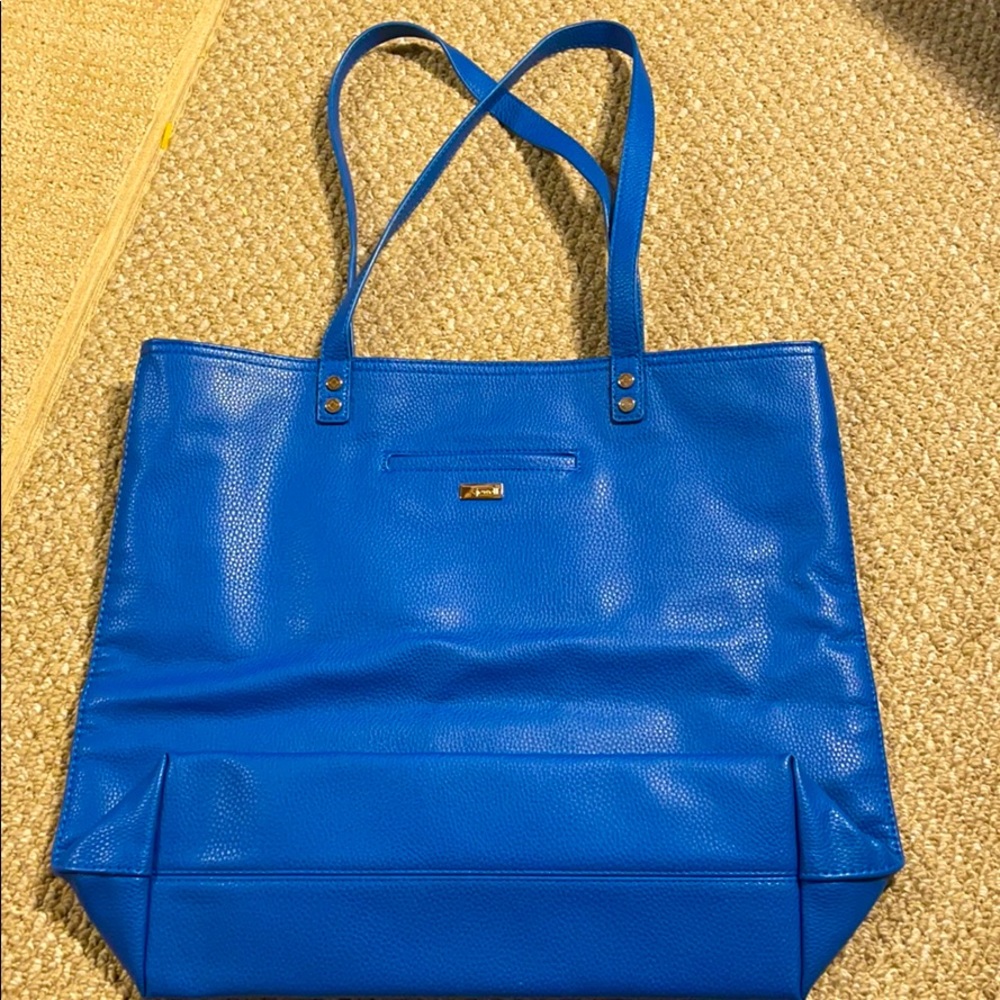 Blue Pebble Faux Leather Tote